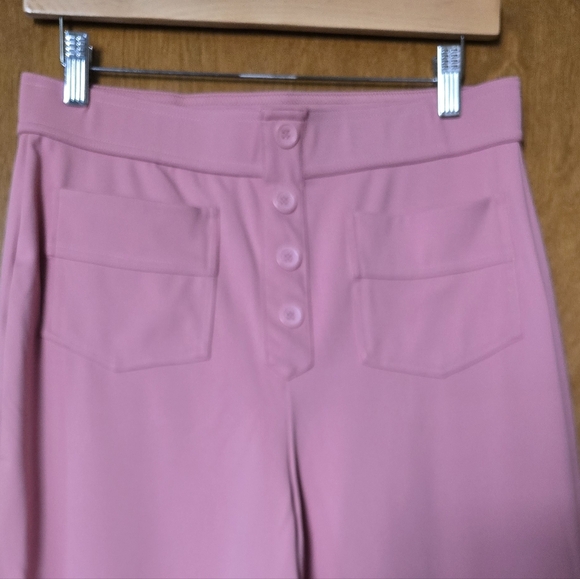 Halara Large L Day Stretch High Waist Pants Pockets Leg Pink Buttons - Picture 3 of 8